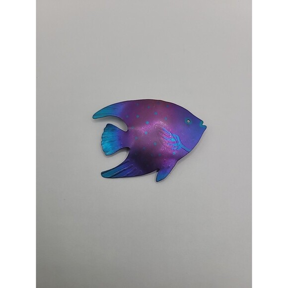 Vintage Brooch Pin Fish Purple Blue Ocean  School Jewelry Costume - Picture 5 of 16